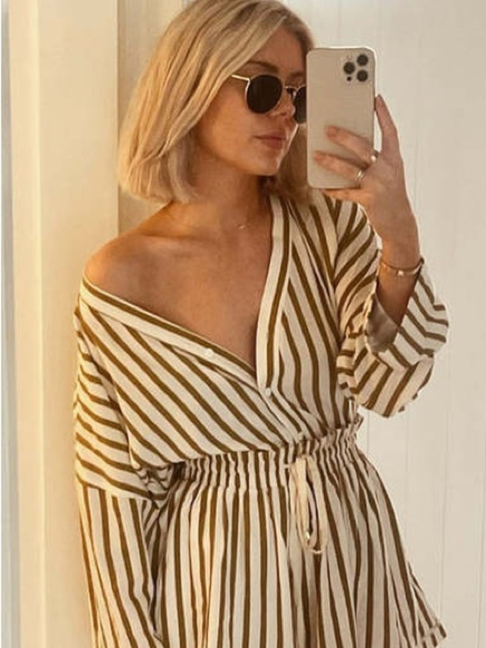 Sancia Rumi Striped V-Neck Top Sz Small